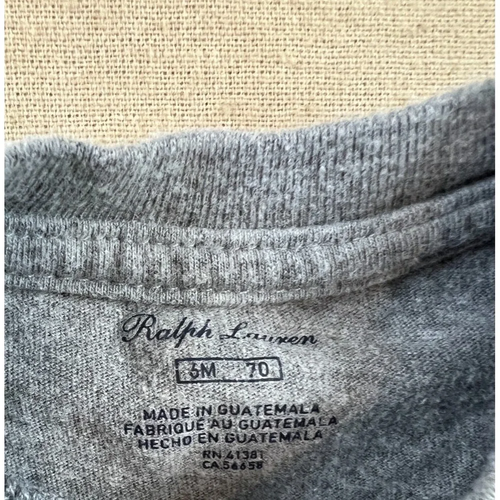 Polo Ralph Lauren Kids Baby 6- 9 months Colorblock Polo Bear Graphic Shirt Gray